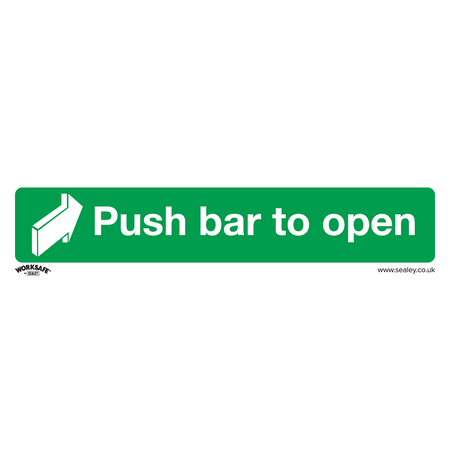 Sealey SS29V1 Push Bar To Open - Safe Conditions Safety Sign - Self-Adhesive Vinyl