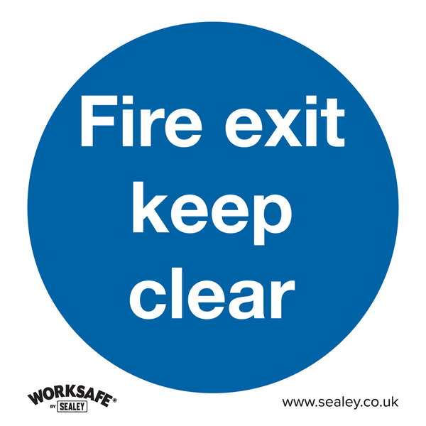Sealey SS2V1 Fire Exit Keep Clear - Mandatory Safety Sign - Self-Adhesive Vinyl
