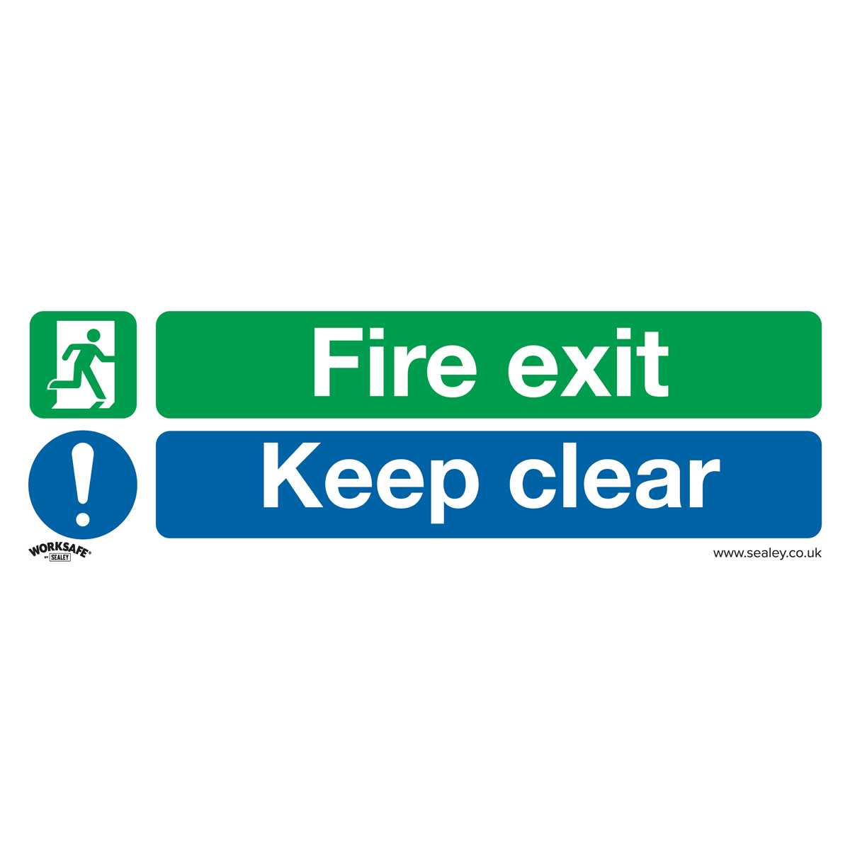 Sealey SS32P10 Fire Exit Keep Clear (Large) - Safe Conditions Safety Sign - Rigid Plastic - Pack of 10