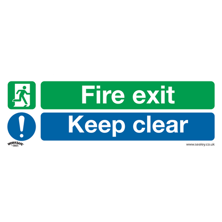 Sealey SS32P1 Fire Exit Keep Clear (Large) - Safe Conditions Safety Sign - Rigid Plastic