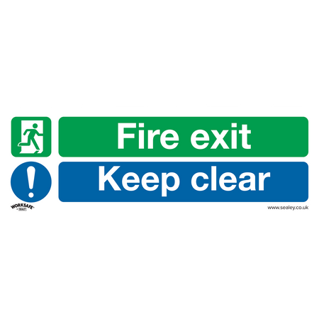 Sealey SS32V1 Fire Exit Keep Clear (Large) - Safe Conditions Safety Sign - Self-Adhesive Vinyl