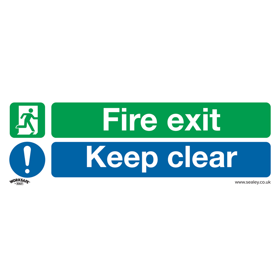 Sealey SS32V1 Fire Exit Keep Clear (Large) - Safe Conditions Safety Sign - Self-Adhesive Vinyl