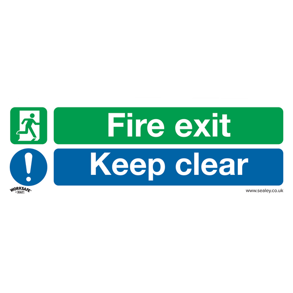 Sealey SS32V1 Fire Exit Keep Clear (Large) - Safe Conditions Safety Sign - Self-Adhesive Vinyl