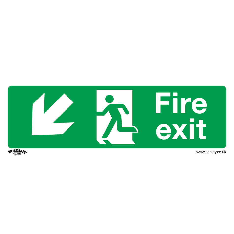 Sealey SS34P1 Fire Exit (Down Left) - Safe Conditions Safety Sign - Rigid Plastic