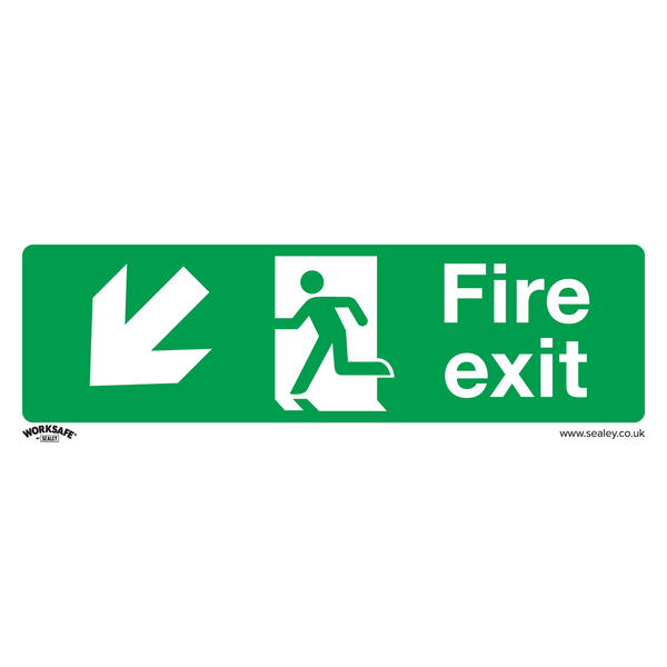 Sealey SS34P1 Fire Exit (Down Left) - Safe Conditions Safety Sign - Rigid Plastic