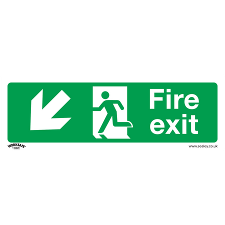 Sealey SS34V1 Fire Exit (Down Left) - Safe Conditions Safety Sign - Self-Adhesive Vinyl
