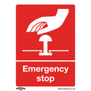 Sealey SS35P10 Emergency Stop - Safe Conditions Safety Sign - Rigid Plastic - Pack of 10
