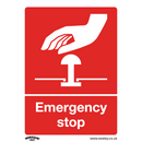 Sealey SS35P1 Emergency Stop - Safe Conditions Safety Sign - Rigid Plastic