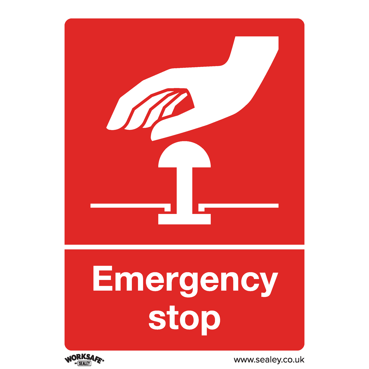 Sealey SS35V10 Emergency Stop - Safe Conditions Safety Sign - Self-Adhesive Vinyl - Pack of 10