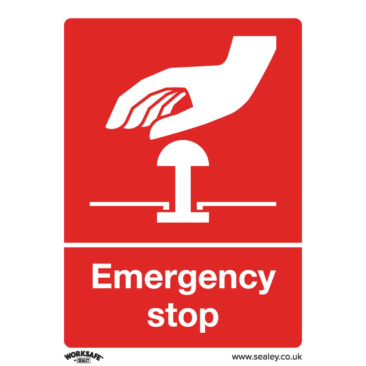 Sealey SS35V1 Emergency Stop - Safe Conditions Safety Sign - Self-Adhesive Vinyl
