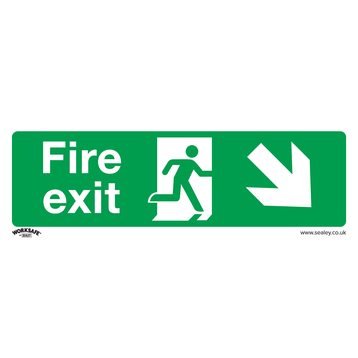 Sealey SS36P10 Fire Exit (Down Right) - Safe Conditions Safety Sign - Rigid Plastic - Pack of 10