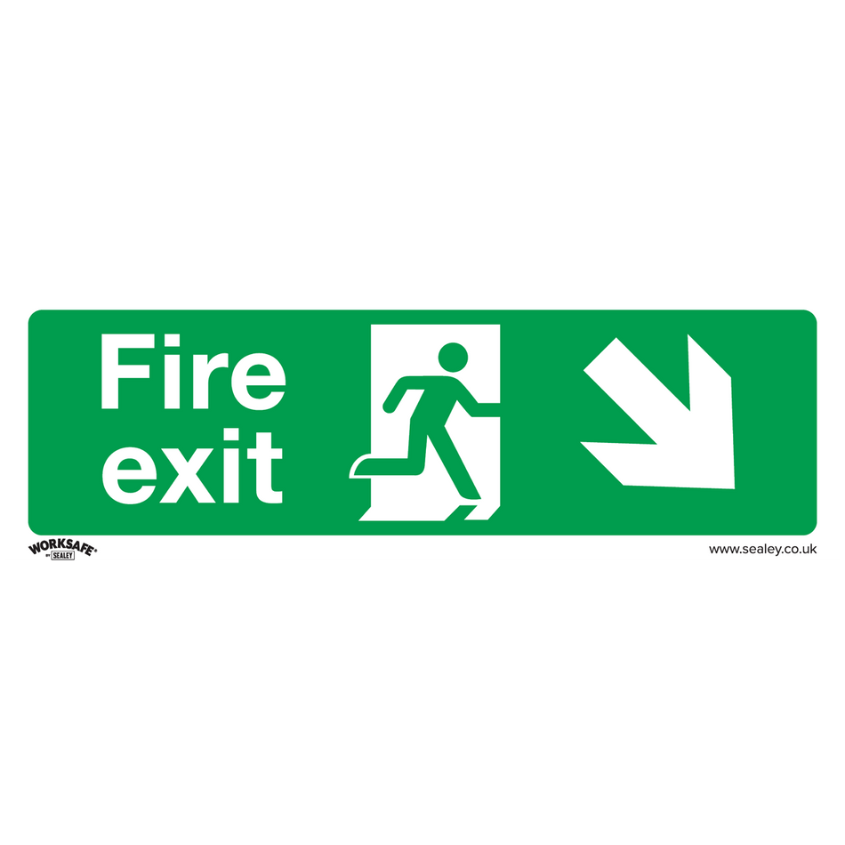 Sealey SS36P10 Fire Exit (Down Right) - Safe Conditions Safety Sign - Rigid Plastic - Pack of 10