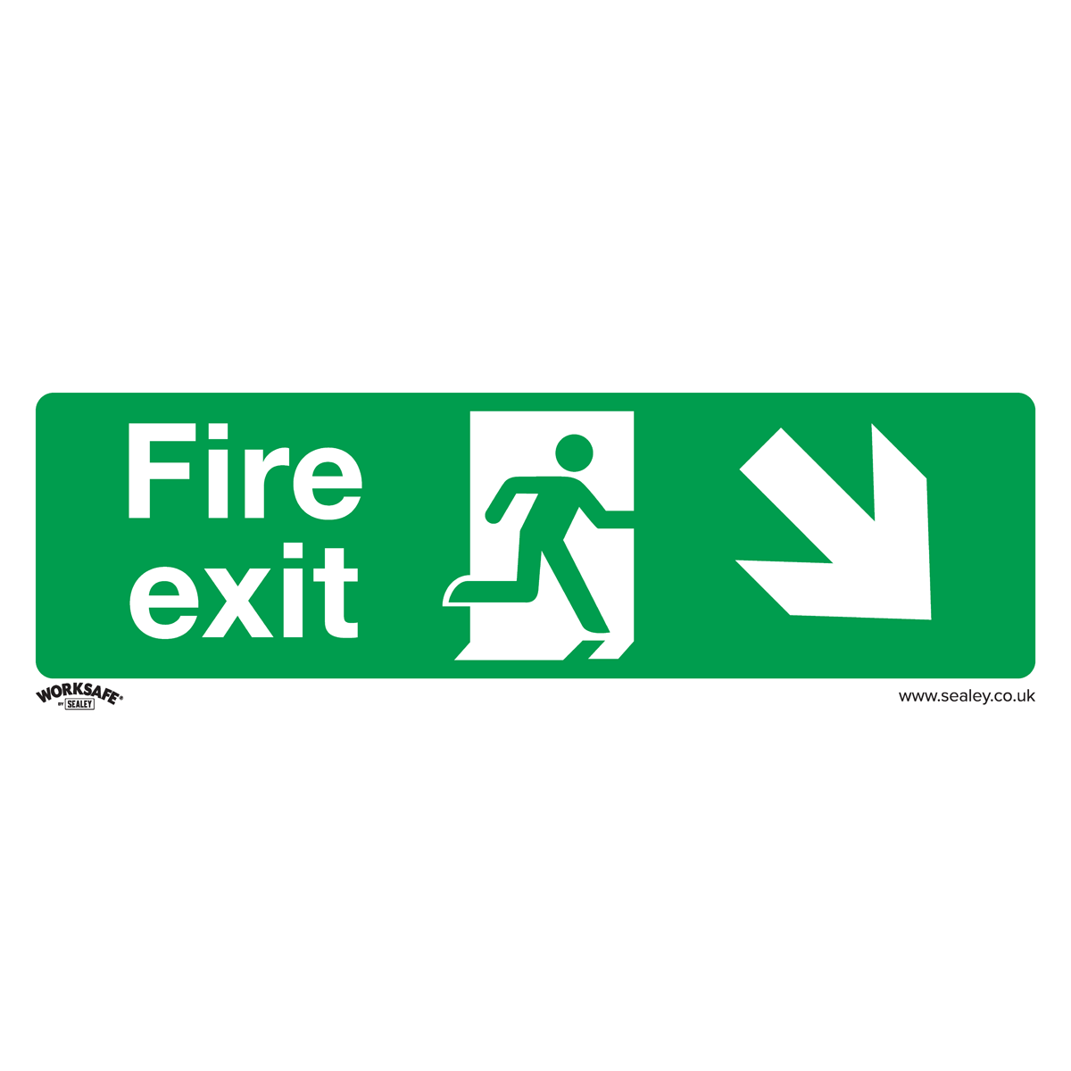 Sealey SS36V1 Fire Exit (Down Right) - Safe Conditions Safety Sign - Self-Adhesive Vinyl
