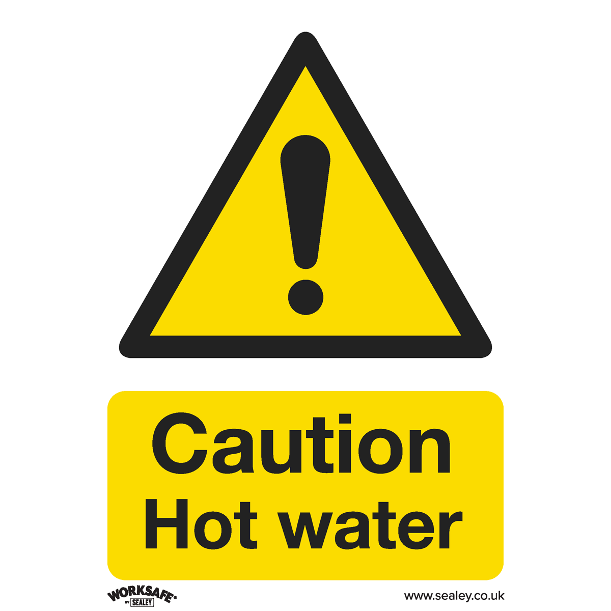 Sealey SS38P1 Caution Hot Water - Warning Safety Sign - Rigid Plastic