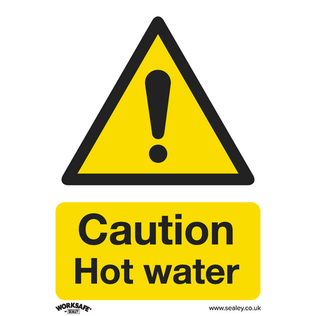 Sealey SS38P1 Caution Hot Water - Warning Safety Sign - Rigid Plastic