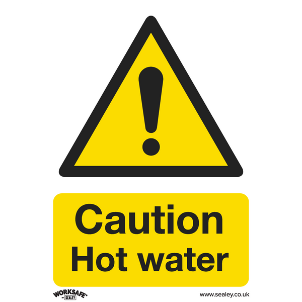 Sealey SS38P1 Caution Hot Water - Warning Safety Sign - Rigid Plastic