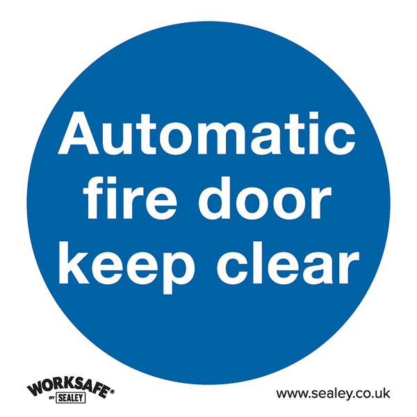 Sealey SS3P10 Automatic Fire Door Keep Clear - Mandatory Safety Sign - Rigid Plastic - Pack of 10