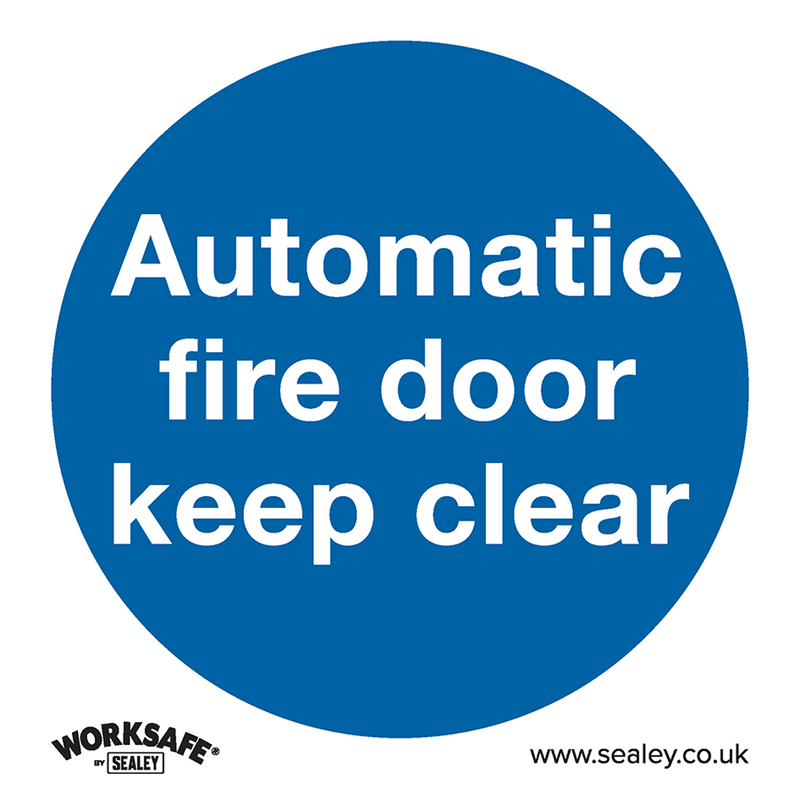 Sealey SS3P1 Automatic Fire Door Keep Clear - Mandatory Safety Sign - Rigid Plastic