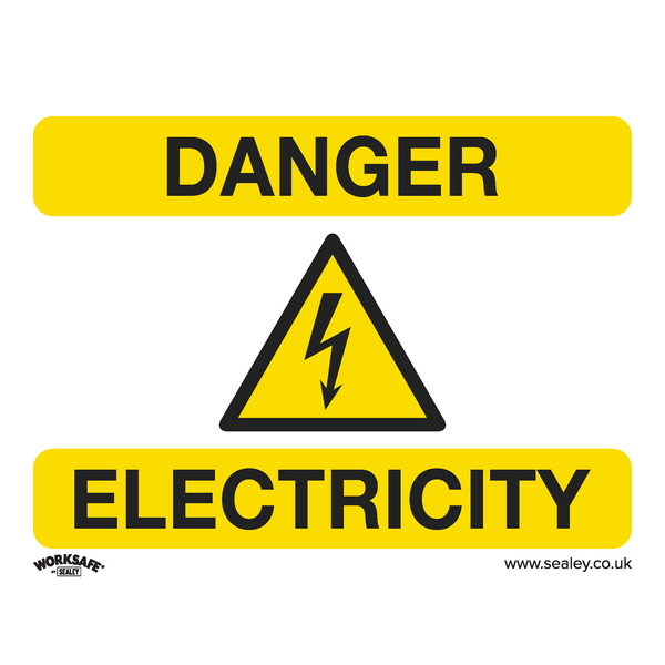 Sealey SS41V10 Danger Electricity - Warning Safety Sign - Self-Adhesive Vinyl - Pack of 10