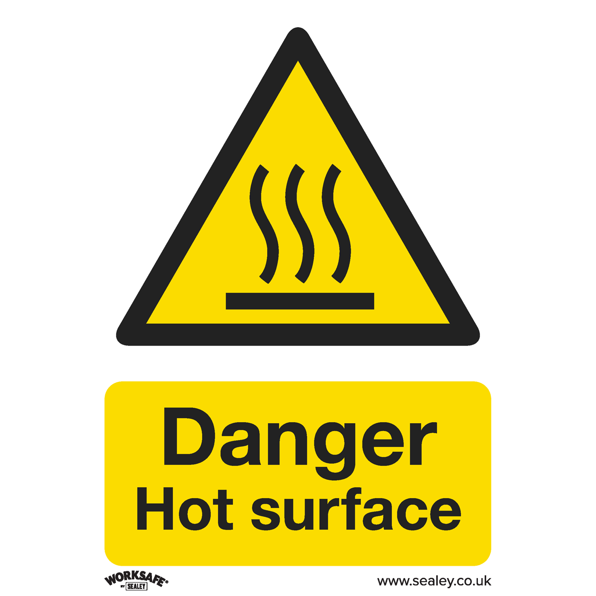 Sealey SS42P10 Danger Hot Surface - Warning Safety Sign - Rigid Plastic - Pack of 10
