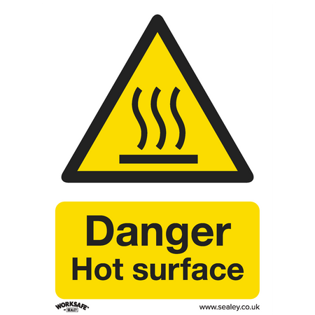 Sealey SS42P10 Danger Hot Surface - Warning Safety Sign - Rigid Plastic - Pack of 10
