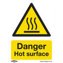 Sealey SS42P10 Danger Hot Surface - Warning Safety Sign - Rigid Plastic - Pack of 10
