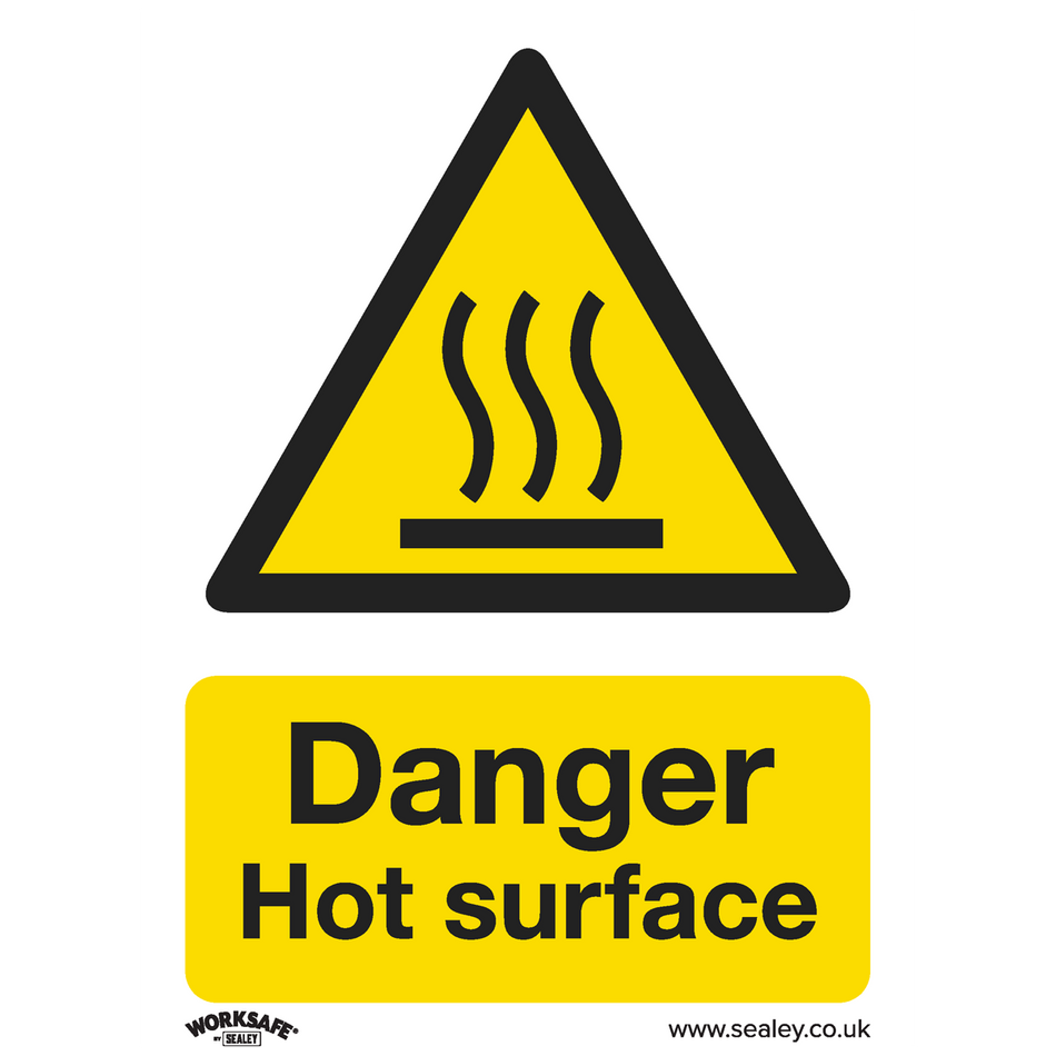 Sealey SS42V1 Danger Hot Surface - Warning Safety Sign - Self-Adhesive Vinyl