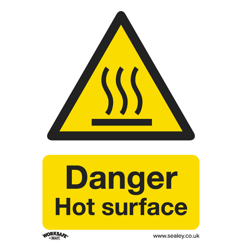 Sealey SS42V1 Danger Hot Surface - Warning Safety Sign - Self-Adhesive Vinyl