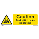 Sealey SS44P10 Caution Fork-Lift Trucks - Warning Safety Sign - Rigid Plastic - Pack of 10