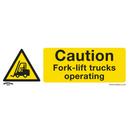 Sealey SS44P1 Caution Fork-Lift Trucks - Warning Safety Sign - Rigid Plastic