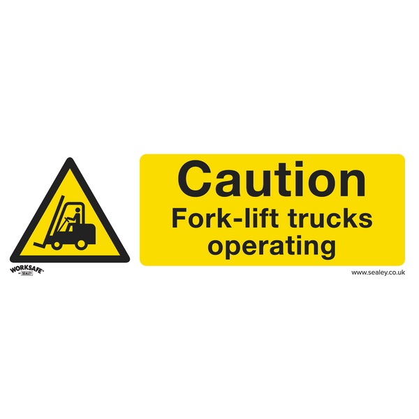 Sealey SS44P1 Caution Fork-Lift Trucks - Warning Safety Sign - Rigid Plastic