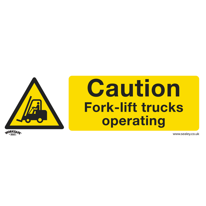 Sealey SS44P1 Caution Fork-Lift Trucks - Warning Safety Sign - Rigid Plastic