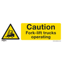 Sealey SS44V1 Caution Fork-Lift Trucks - Warning Safety Sign - Self-Adhesive Vinyl