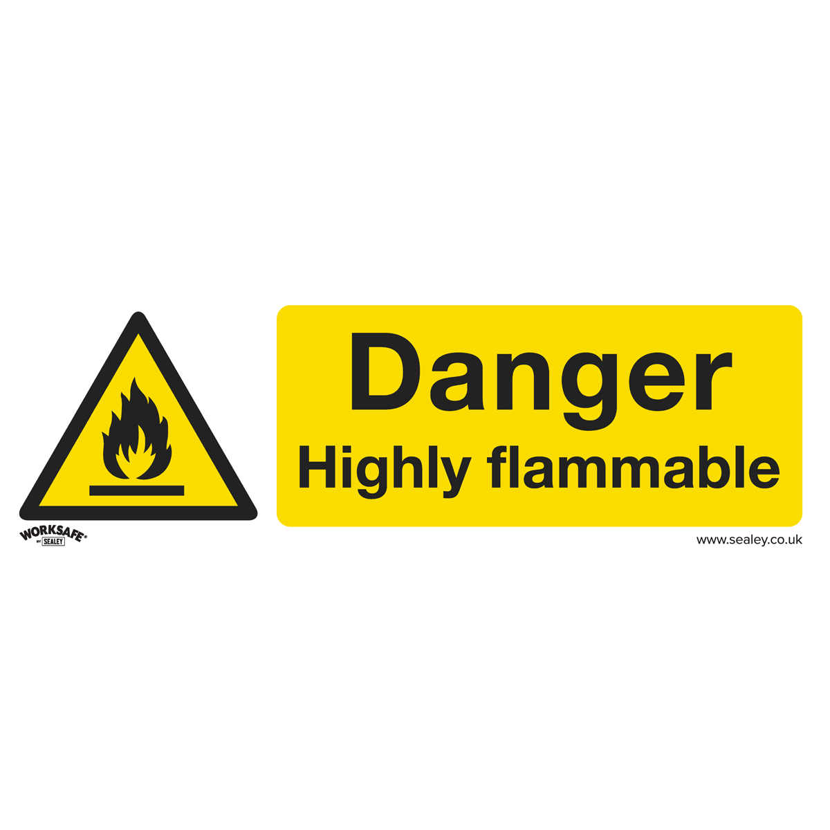 Sealey SS45P10 Danger Highly Flammable - Warning Safety Sign - Rigid Plastic - Pack of 10
