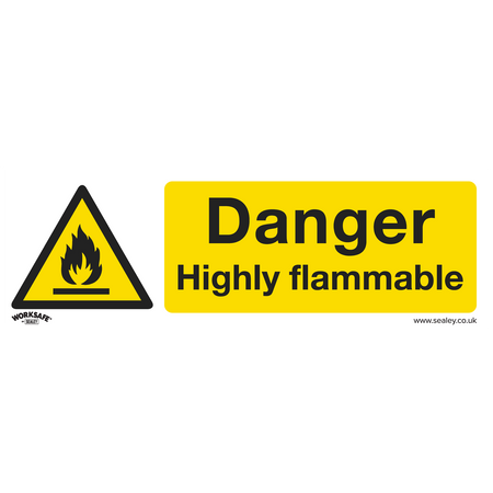 Sealey SS45P1 Danger Highly Flammable - Warning Safety Sign - Rigid Plastic