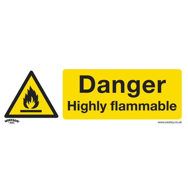 Sealey SS45P1 Danger Highly Flammable - Warning Safety Sign - Rigid Plastic