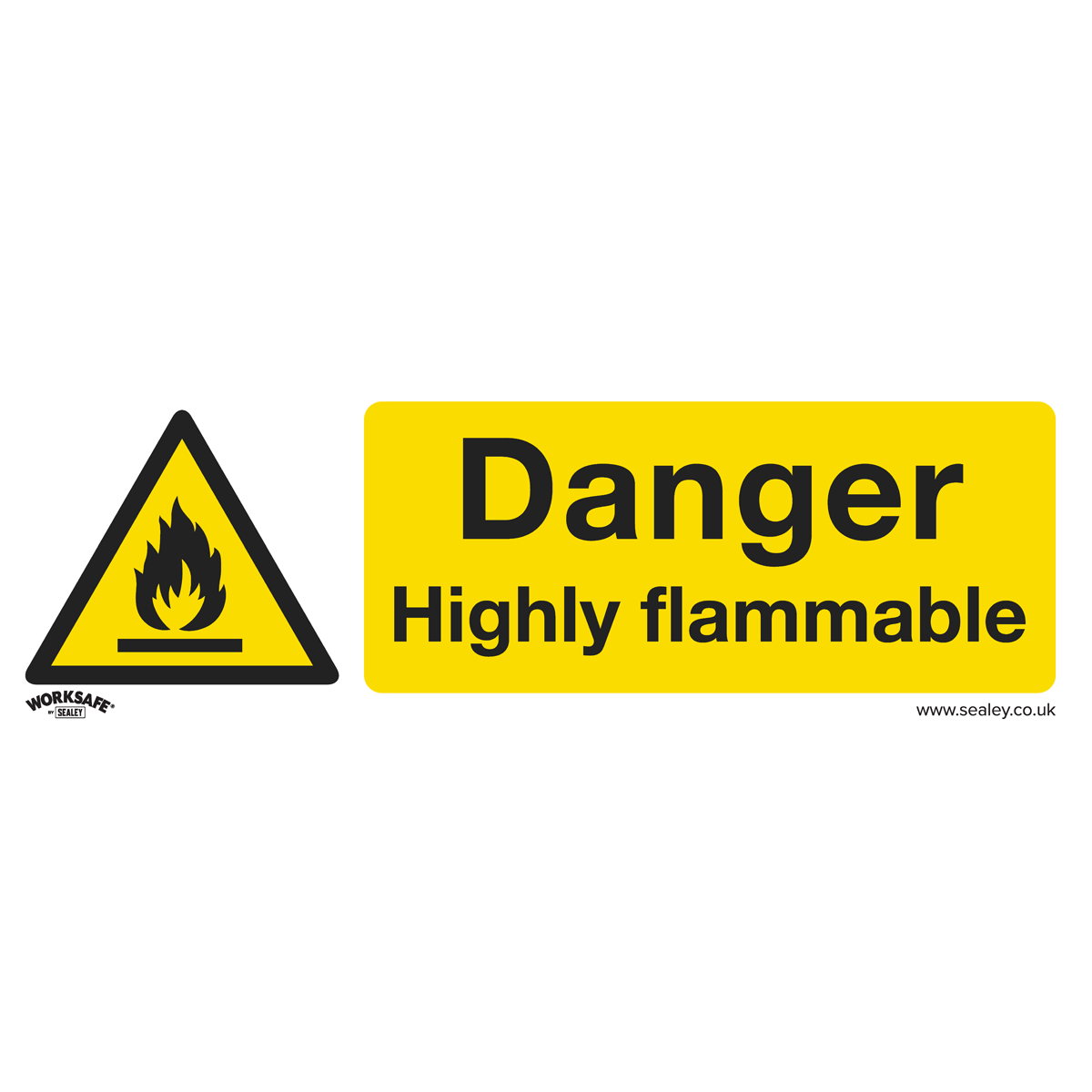 Sealey SS45V10 Danger Highly Flammable - Warning Safety Sign - Self-Adhesive Vinyl - Pack of 10