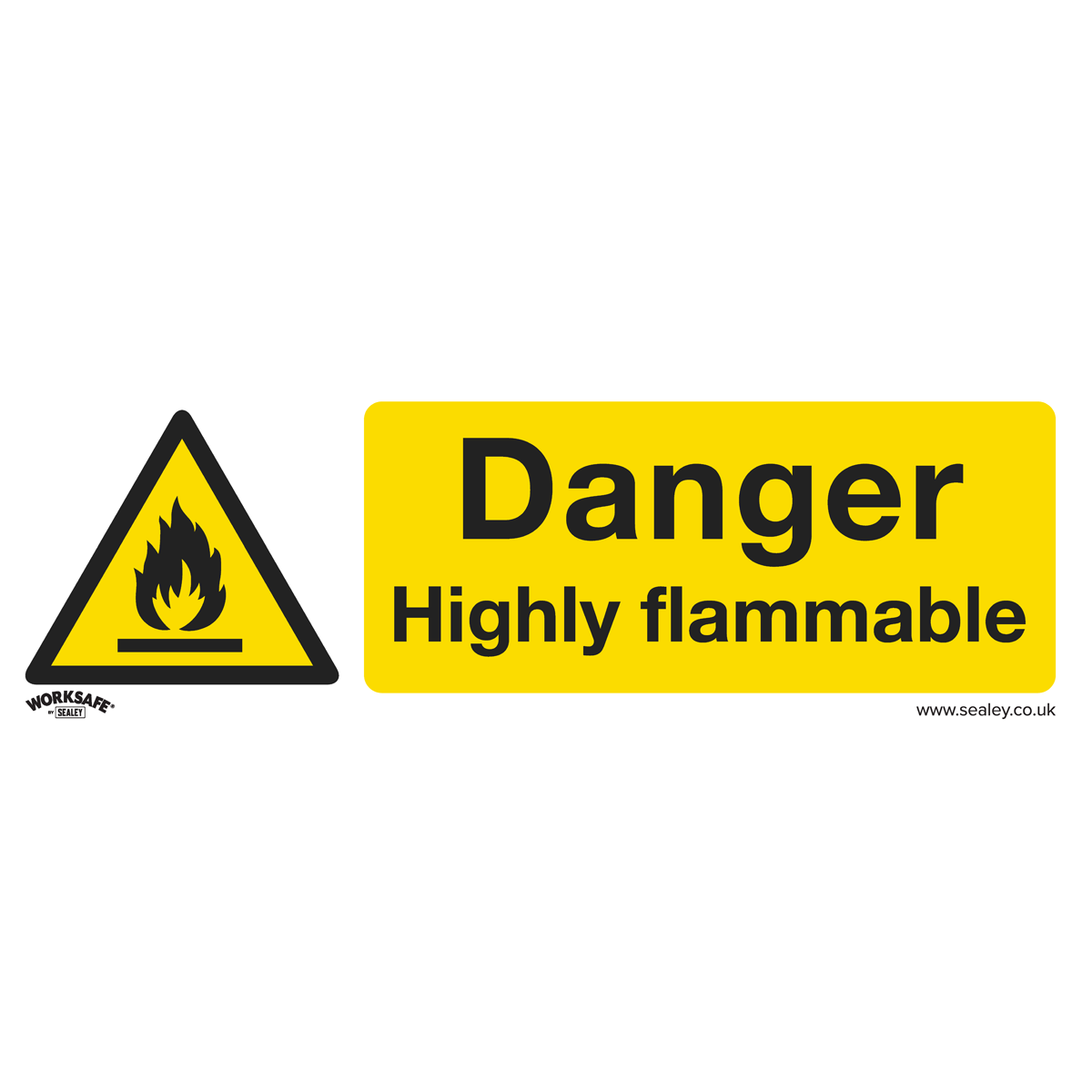 Sealey SS45V1 Danger Highly Flammable - Warning Safety Sign - Self-Adhesive Vinyl