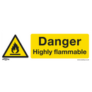 Sealey SS45V1 Danger Highly Flammable - Warning Safety Sign - Self-Adhesive Vinyl