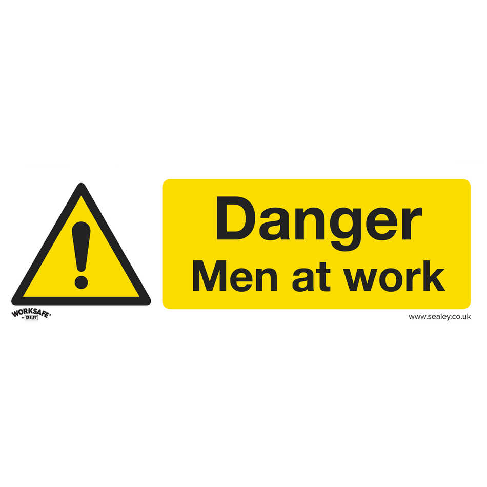 Sealey SS46V10 Danger Men At Work - Warning Safety Sign - Self-Adhesive Vinyl - Pack of 10