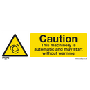 Sealey SS47P10 Caution Automatic Machinery - Warning Safety Sign - Rigid Plastic - Pack of 10