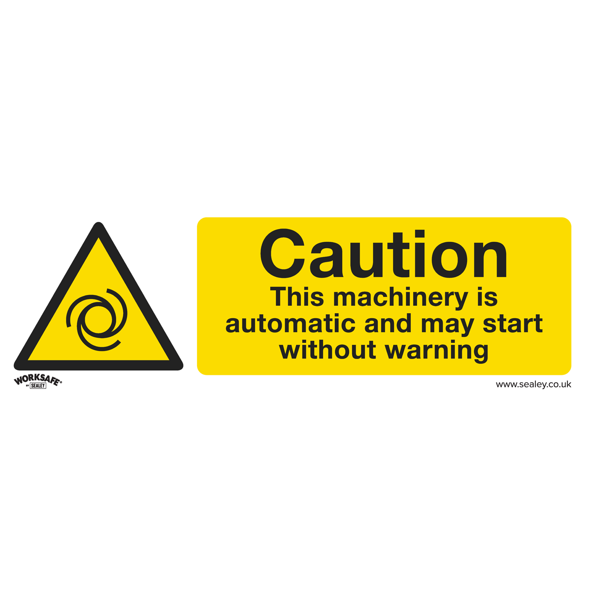 Sealey SS47P1 Caution Automatic Machinery - Warning Safety Sign - Rigid Plastic