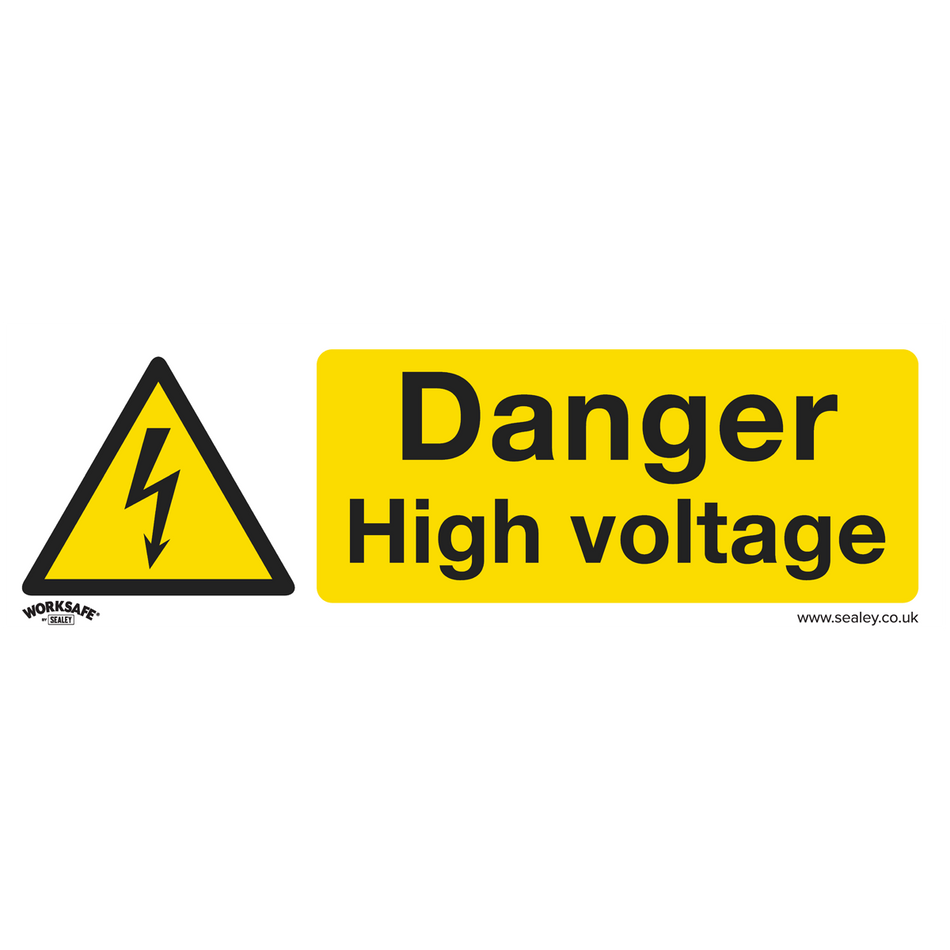 Sealey SS48V10 Danger High Voltage - Warning Safety Sign - Self-Adhesive Vinyl - Pack of 10