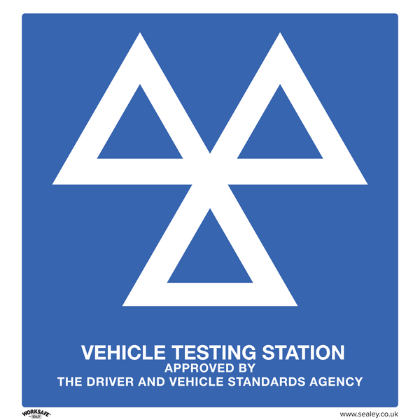 Sealey SS51A1 MOT Testing Station - Warning Safety Sign - Aluminium Composite