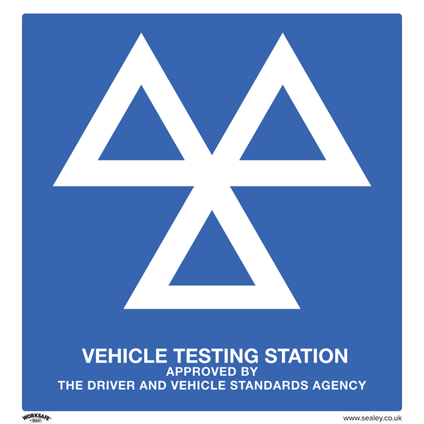 Sealey SS51P10 MOT Testing Station - Warning Safety Sign - Rigid Plastic - Pack of 10