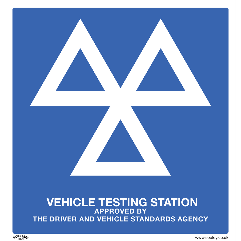 Sealey SS51P1 MOT Testing Station - Warning Safety Sign - Rigid Plastic