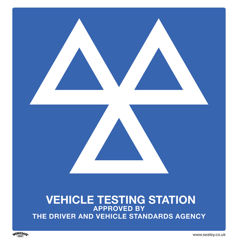 Sealey SS51P1 MOT Testing Station - Warning Safety Sign - Rigid Plastic