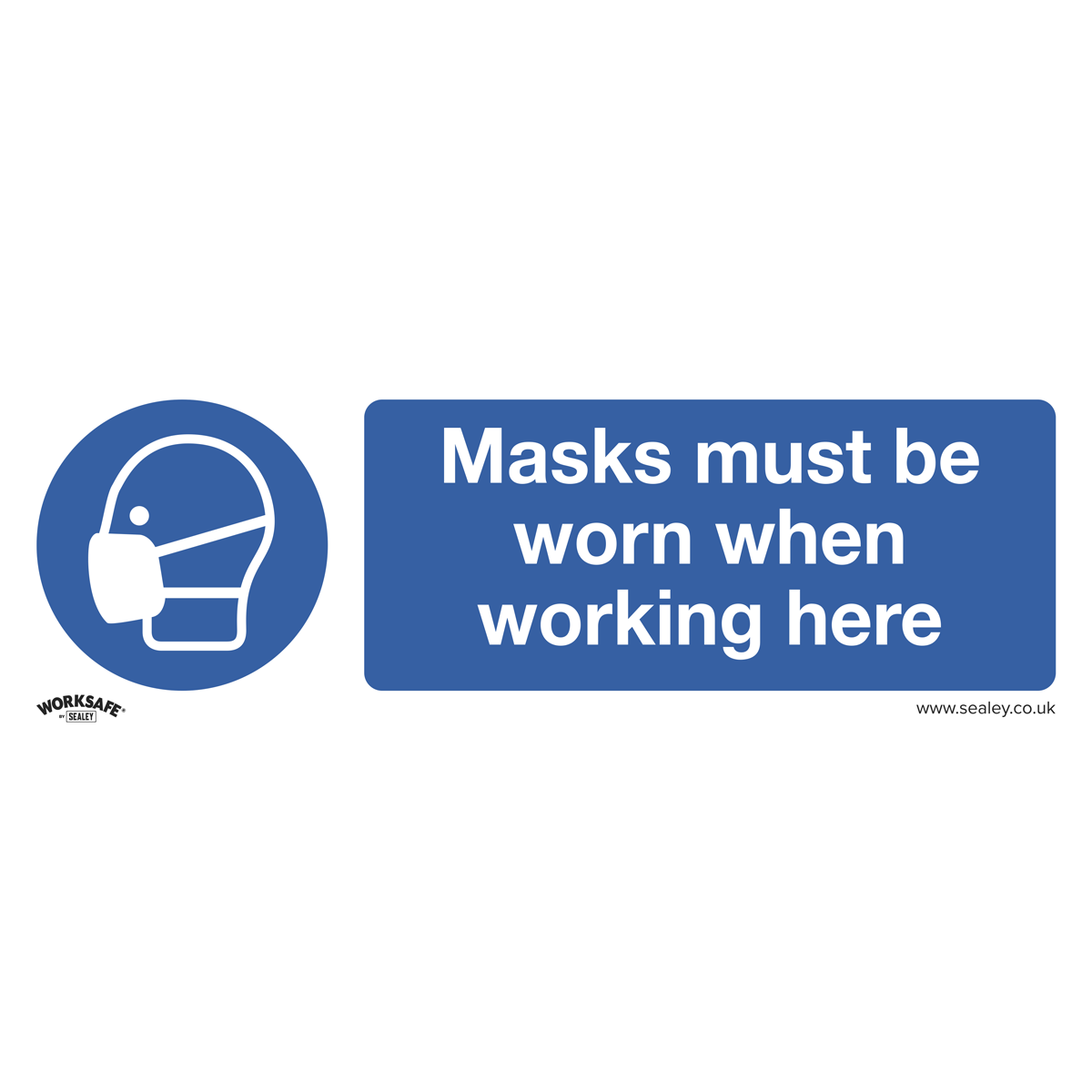 Sealey SS57V10 Masks Must Be Worn - Mandatory Safety Sign - Self-Adhesive Vinyl - Pack of 10