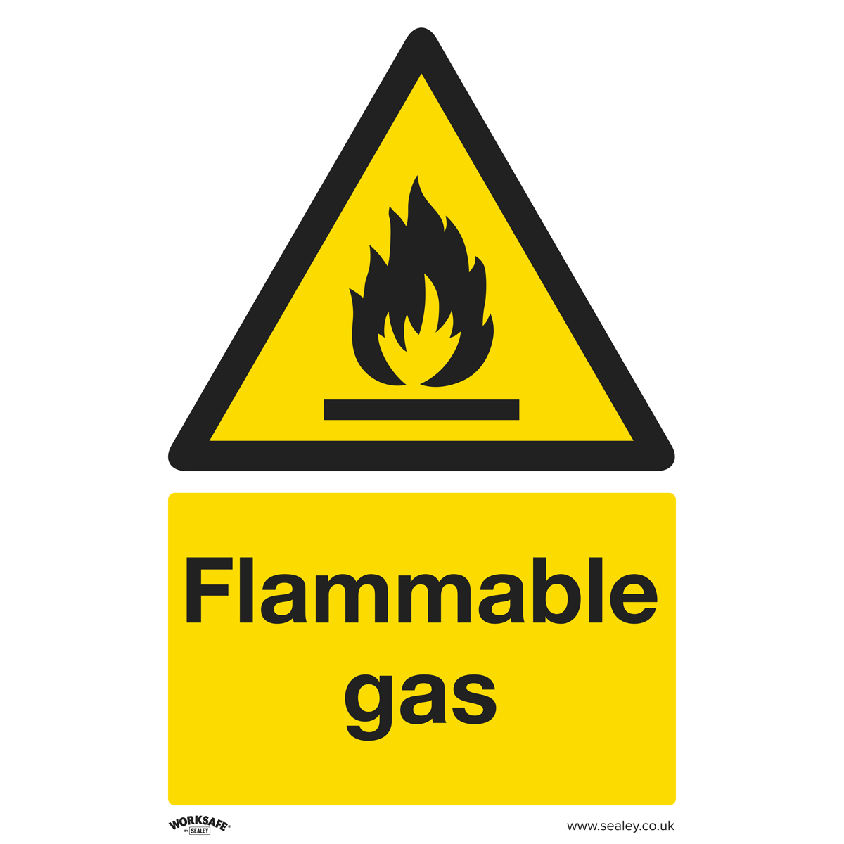 Sealey SS59P1 Flammable Gas - Warning Safety Sign - Rigid Plastic