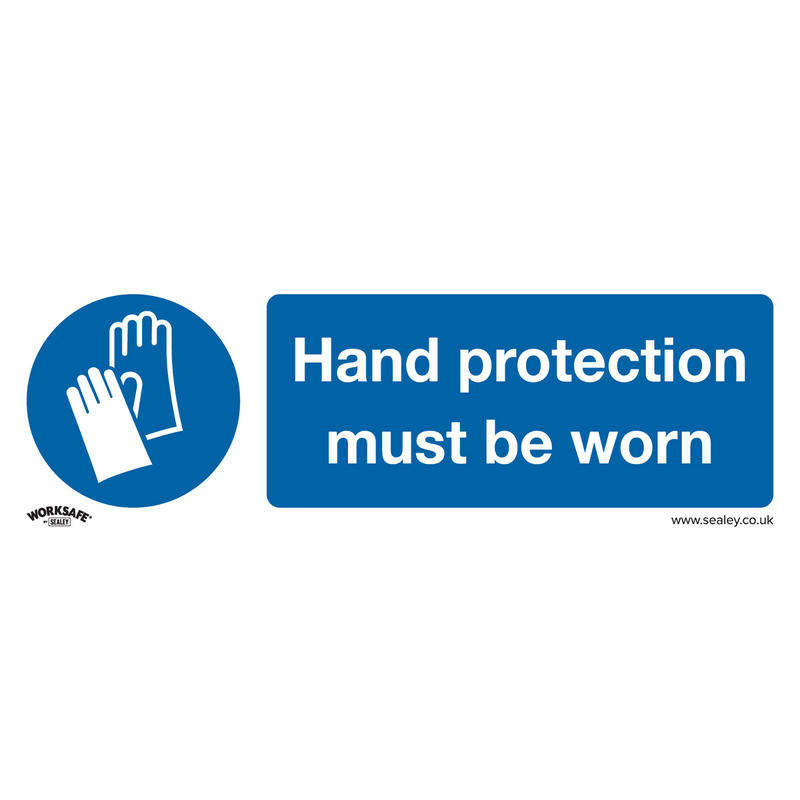 Sealey SS6V10 Hand Protection Must Be Worn - Mandatory Safety Sign - Self-Adhesive Vinyl - Pack of 10